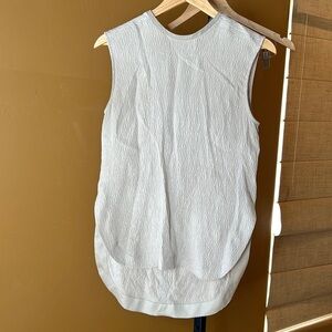 Helmut Lang 100% Silk Tan Top with Leather Trim Size Small